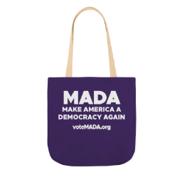 Nonpartisan tote bag defending American democracy